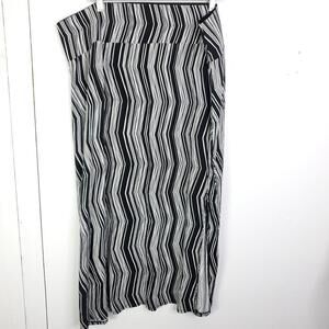 APT 9 Skirt Womens 2X Maxi Wavy Stripes Stretchy Pull On Side Slit Comfy